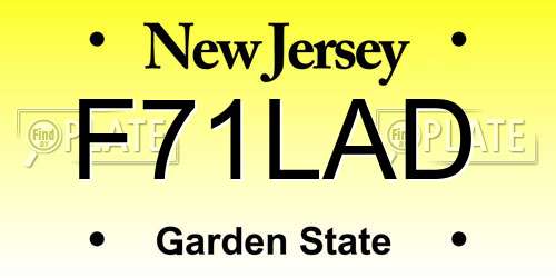 F71LAD New Jersey License Plate