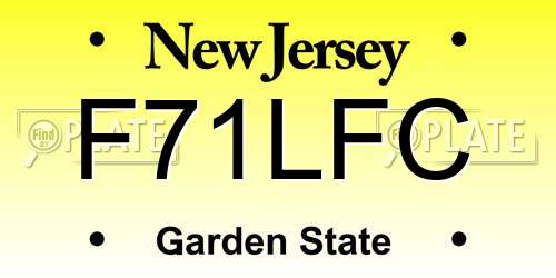 F71LFC New Jersey License Plate