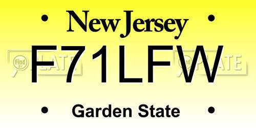 F71LFW New Jersey License Plate