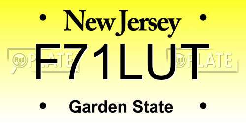 F71LUT New Jersey License Plate