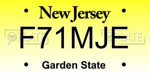 F71MJE New Jersey License Plate