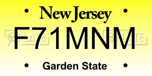 F71MNM New Jersey License Plate