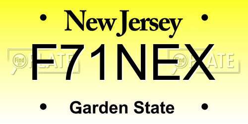 F71NEX New Jersey License Plate