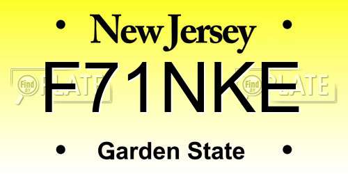 F71NKE New Jersey License Plate
