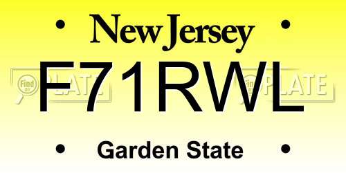 F71RWL New Jersey License Plate