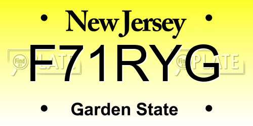 F71RYG New Jersey License Plate
