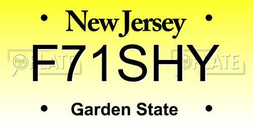 F71SHY New Jersey License Plate