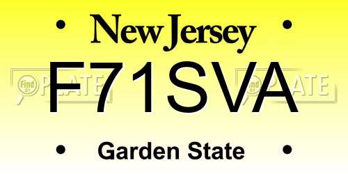 F71SVA New Jersey License Plate