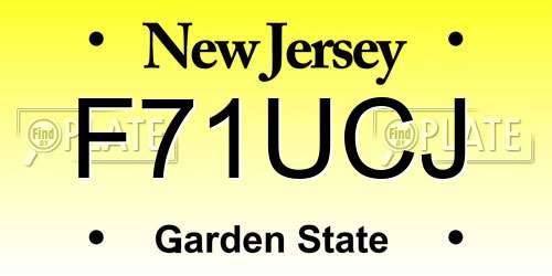 F71UCJ New Jersey License Plate