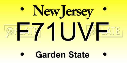 F71UVF New Jersey License Plate