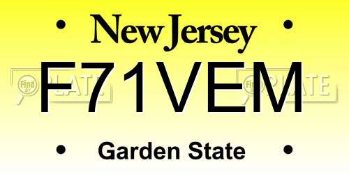 F71VEM New Jersey License Plate