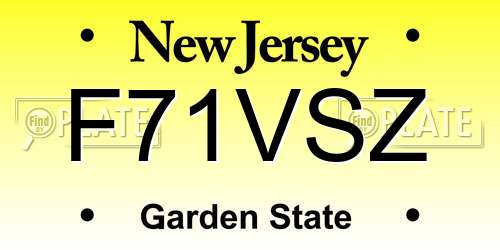 F71VSZ New Jersey License Plate