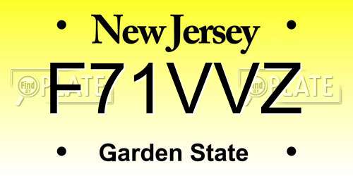 F71VVZ New Jersey License Plate