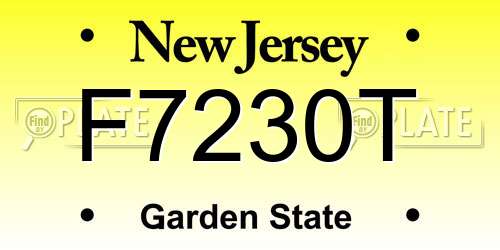 F7230T New Jersey License Plate