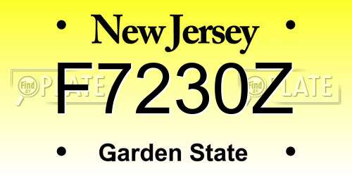 F7230Z New Jersey License Plate
