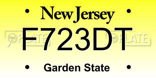 F723DT New Jersey License Plate