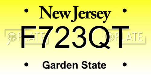 F723QT New Jersey License Plate