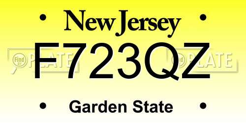 F723QZ New Jersey License Plate