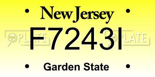 F7243I New Jersey License Plate