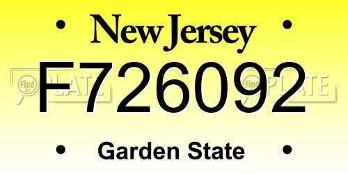 F726092 New Jersey License Plate