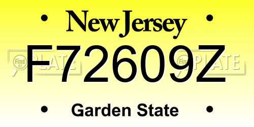 F72609Z New Jersey License Plate