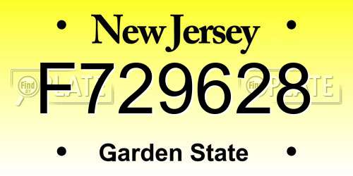 F729628 New Jersey License Plate