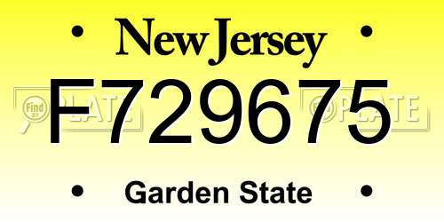 F729675 New Jersey License Plate
