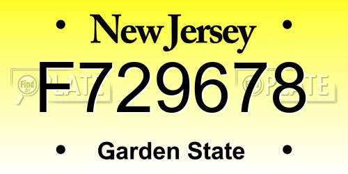 F729678 New Jersey License Plate