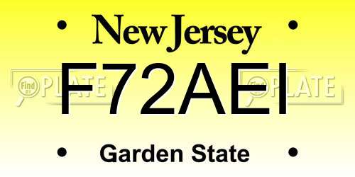 F72AEI New Jersey License Plate