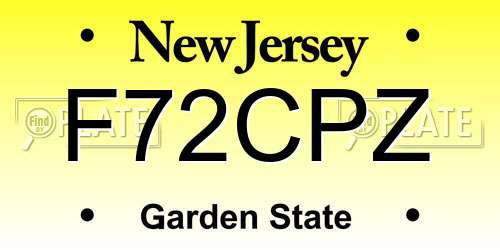 F72CPZ New Jersey License Plate