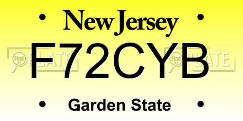 F72CYB New Jersey License Plate