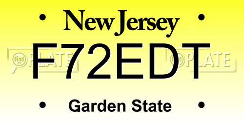 F72EDT New Jersey License Plate