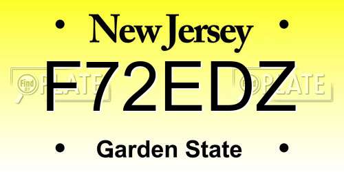 F72EDZ New Jersey License Plate