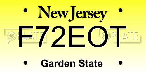 F72EOT New Jersey License Plate