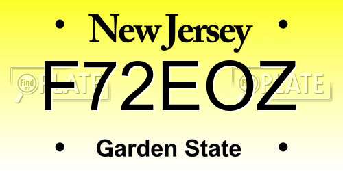 F72EOZ New Jersey License Plate