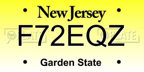 F72EQZ New Jersey License Plate