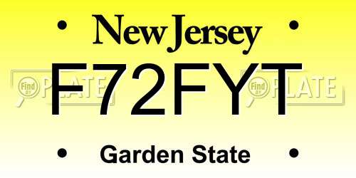 F72FYT New Jersey License Plate