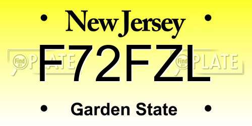 F72FZL New Jersey License Plate