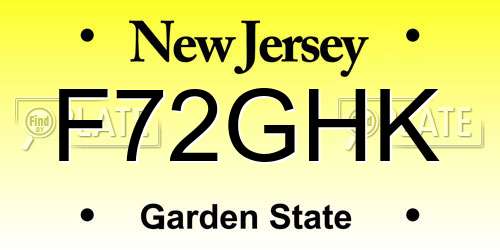 F72GHK New Jersey License Plate