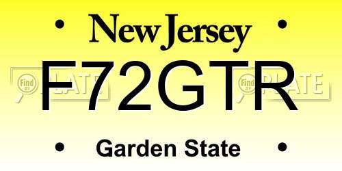F72GTR New Jersey License Plate