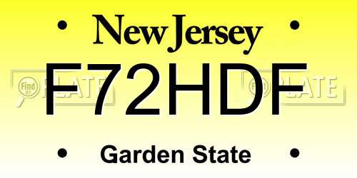 F72HDF New Jersey License Plate