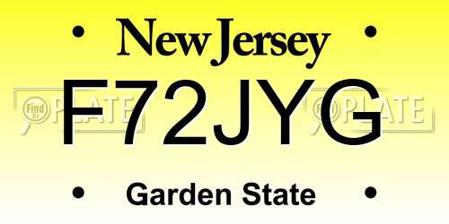 F72JYG New Jersey License Plate