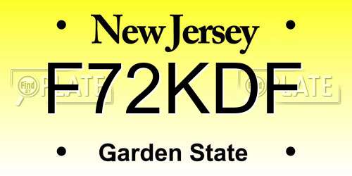 F72KDF New Jersey License Plate
