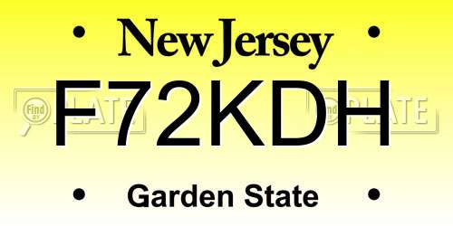 F72KDH New Jersey License Plate