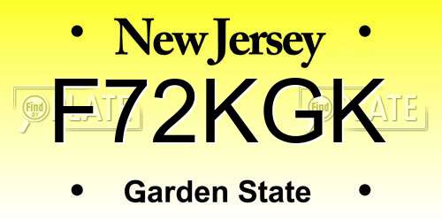 F72KGK New Jersey License Plate