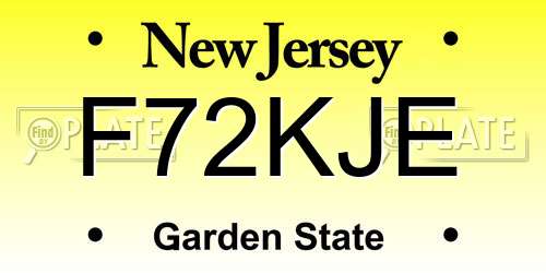 F72KJE New Jersey License Plate