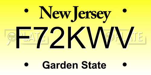 F72KWV New Jersey License Plate