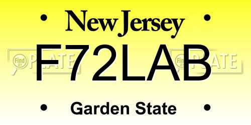 F72LAB New Jersey License Plate