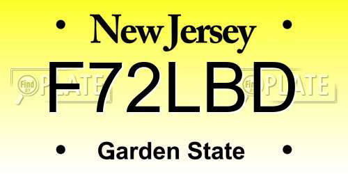 F72LBD New Jersey License Plate