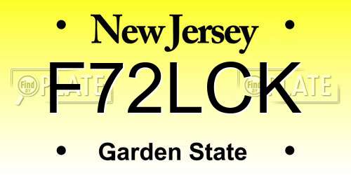 F72LCK New Jersey License Plate